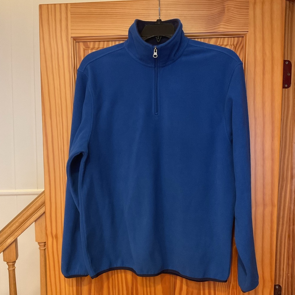 US LIFE POLAR FLEECE PULLOVER SWEATSHIRT JACKET ROYAL BLUE MENS SIZE M 1/4 ZIP